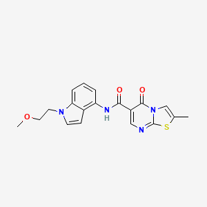 molecular formula C19H18N4O3S B11132639 N-[1-(2-methoxyethyl)-1H-indol-4-yl]-2-methyl-5-oxo-5H-[1,3]thiazolo[3,2-a]pyrimidine-6-carboxamide 