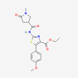 molecular formula C19H21N3O5S B11132647 Ethyl 5-(4-methoxyphenyl)-2-{[(1-methyl-5-oxopyrrolidin-3-yl)carbonyl]amino}-1,3-thiazole-4-carboxylate 
