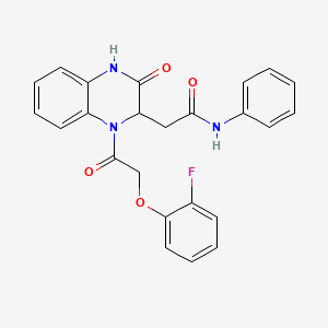 molecular formula C24H20FN3O4 B11132675 2-{1-[(2-fluorophenoxy)acetyl]-3-oxo-1,2,3,4-tetrahydroquinoxalin-2-yl}-N-phenylacetamide 