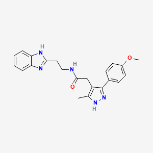 molecular formula C22H23N5O2 B11132745 N-[2-(1H-benzimidazol-2-yl)ethyl]-2-[5-(4-methoxyphenyl)-3-methyl-1H-pyrazol-4-yl]acetamide 