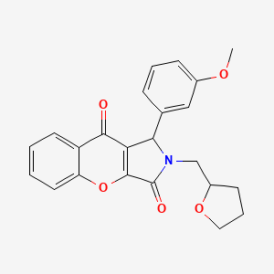 molecular formula C23H21NO5 B11132797 1-(3-Methoxyphenyl)-2-(tetrahydrofuran-2-ylmethyl)-1,2-dihydrochromeno[2,3-c]pyrrole-3,9-dione 