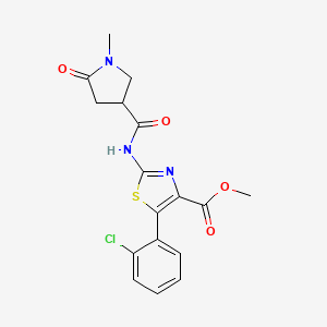 molecular formula C17H16ClN3O4S B11132814 Methyl 5-(2-chlorophenyl)-2-{[(1-methyl-5-oxopyrrolidin-3-yl)carbonyl]amino}-1,3-thiazole-4-carboxylate 
