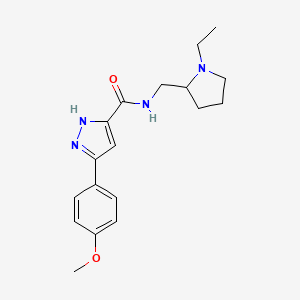 molecular formula C18H24N4O2 B11132935 N-[(1-ethylpyrrolidin-2-yl)methyl]-5-(4-methoxyphenyl)-1H-pyrazole-3-carboxamide 