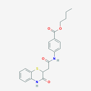molecular formula C21H22N2O4S B11133002 butyl 4-{[(3-oxo-3,4-dihydro-2H-1,4-benzothiazin-2-yl)acetyl]amino}benzoate 