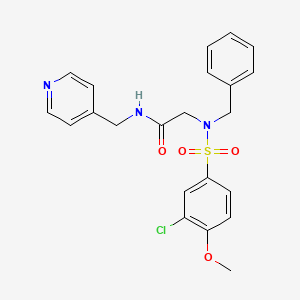molecular formula C22H22ClN3O4S B11133039 N~2~-benzyl-N~2~-[(3-chloro-4-methoxyphenyl)sulfonyl]-N-(pyridin-4-ylmethyl)glycinamide 