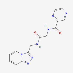molecular formula C14H13N7O2 B11133112 N-{2-oxo-2-[([1,2,4]triazolo[4,3-a]pyridin-3-ylmethyl)amino]ethyl}-2-pyrazinecarboxamide 