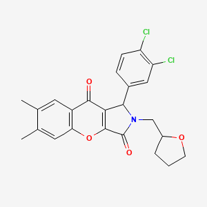 molecular formula C24H21Cl2NO4 B11133140 1-(3,4-Dichlorophenyl)-6,7-dimethyl-2-(tetrahydrofuran-2-ylmethyl)-1,2-dihydrochromeno[2,3-c]pyrrole-3,9-dione 