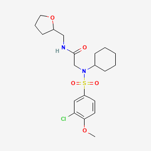 molecular formula C20H29ClN2O5S B11133188 N~2~-[(3-chloro-4-methoxyphenyl)sulfonyl]-N~2~-cyclohexyl-N-(tetrahydrofuran-2-ylmethyl)glycinamide 