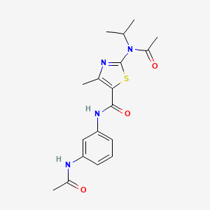 molecular formula C18H22N4O3S B11133189 N-[3-(acetylamino)phenyl]-2-[acetyl(isopropyl)amino]-4-methyl-1,3-thiazole-5-carboxamide 