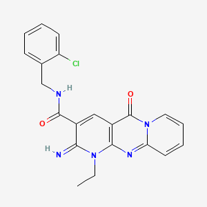 molecular formula C21H18ClN5O2 B11133207 N-[(2-chlorophenyl)methyl]-7-ethyl-6-imino-2-oxo-1,7,9-triazatricyclo[8.4.0.03,8]tetradeca-3(8),4,9,11,13-pentaene-5-carboxamide 