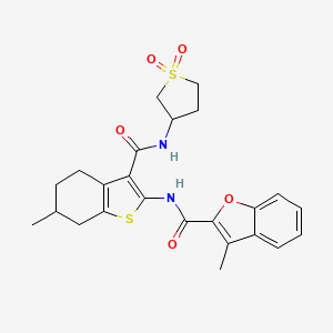 molecular formula C24H26N2O5S2 B11133285 N-{3-[(1,1-dioxidotetrahydrothiophen-3-yl)carbamoyl]-6-methyl-4,5,6,7-tetrahydro-1-benzothiophen-2-yl}-3-methyl-1-benzofuran-2-carboxamide 