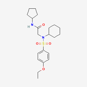 molecular formula C21H32N2O4S B11133325 N~2~-cyclohexyl-N-cyclopentyl-N~2~-[(4-ethoxyphenyl)sulfonyl]glycinamide 