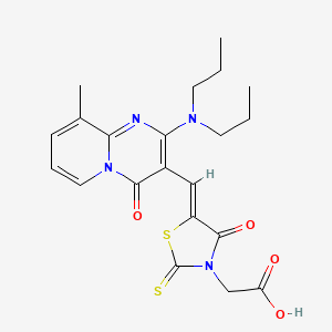 molecular formula C21H24N4O4S2 B11133434 [(5Z)-5-{[2-(dipropylamino)-9-methyl-4-oxo-4H-pyrido[1,2-a]pyrimidin-3-yl]methylidene}-4-oxo-2-thioxo-1,3-thiazolidin-3-yl]acetic acid 