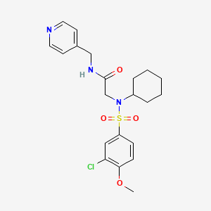 molecular formula C21H26ClN3O4S B11133459 N~2~-[(3-chloro-4-methoxyphenyl)sulfonyl]-N~2~-cyclohexyl-N-(pyridin-4-ylmethyl)glycinamide 