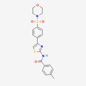 molecular formula C21H21N3O4S2 B11133484 4-methyl-N~1~-{4-[4-(morpholinosulfonyl)phenyl]-1,3-thiazol-2-yl}benzamide 