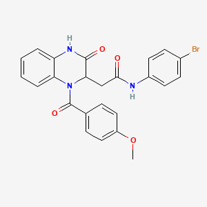 molecular formula C24H20BrN3O4 B11133658 N-(4-bromophenyl)-2-{1-[(4-methoxyphenyl)carbonyl]-3-oxo-1,2,3,4-tetrahydroquinoxalin-2-yl}acetamide 