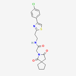 molecular formula C21H22ClN3O3S B11133702 N-{2-[4-(4-chlorophenyl)-1,3-thiazol-2-yl]ethyl}-2-(1,3-dioxo-2-azaspiro[4.4]non-2-yl)acetamide 