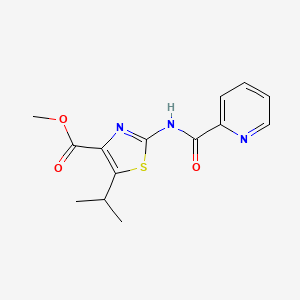 molecular formula C14H15N3O3S B11133718 Methyl 5-isopropyl-2-[(2-pyridylcarbonyl)amino]-1,3-thiazole-4-carboxylate 