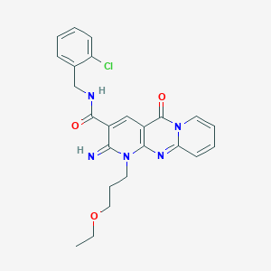 molecular formula C24H24ClN5O3 B11133758 N-[(2-chlorophenyl)methyl]-7-(3-ethoxypropyl)-6-imino-2-oxo-1,7,9-triazatricyclo[8.4.0.03,8]tetradeca-3(8),4,9,11,13-pentaene-5-carboxamide 