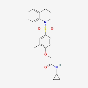 molecular formula C21H24N2O4S B11133766 N-cyclopropyl-2-[4-(3,4-dihydroquinolin-1(2H)-ylsulfonyl)-2-methylphenoxy]acetamide 