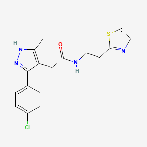 molecular formula C17H17ClN4OS B11133955 2-[5-(4-chlorophenyl)-3-methyl-1H-pyrazol-4-yl]-N-[2-(1,3-thiazol-2-yl)ethyl]acetamide 