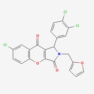 molecular formula C22H12Cl3NO4 B11133985 7-Chloro-1-(3,4-dichlorophenyl)-2-(furan-2-ylmethyl)-1,2-dihydrochromeno[2,3-c]pyrrole-3,9-dione 