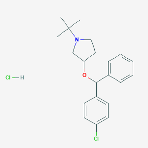 molecular formula C21H27Cl2NO B011134 1-tert-Butyl-3-(p-chloro-alpha-phenylbenzyloxy)pyrrolidine hydrochloride CAS No. 102584-35-0