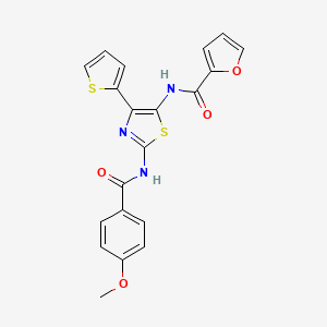 molecular formula C20H15N3O4S2 B11134006 N-[2-(4-methoxybenzamido)-4-(thiophen-2-yl)-1,3-thiazol-5-yl]furan-2-carboxamide 