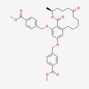 molecular formula C36H40O9 B11134020 Methyl 4-{[(14-{[4-(methoxycarbonyl)phenyl]methoxy}-3-methyl-1,7-dioxo-3,4,5,6,7,8,9,10,11,12-decahydro-1H-2-benzoxacyclotetradecin-16-YL)oxy]methyl}benzoate 