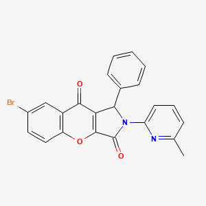 molecular formula C23H15BrN2O3 B11134095 7-Bromo-2-(6-methylpyridin-2-yl)-1-phenyl-1,2-dihydrochromeno[2,3-c]pyrrole-3,9-dione 