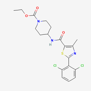 molecular formula C19H21Cl2N3O3S B11134270 Ethyl 4-({[2-(2,6-dichlorophenyl)-4-methyl-1,3-thiazol-5-yl]carbonyl}amino)-1-piperidinecarboxylate 