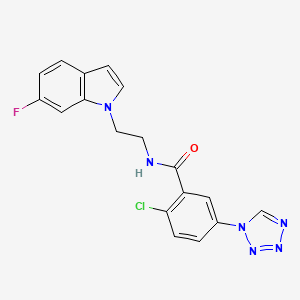 molecular formula C18H14ClFN6O B11134564 2-chloro-N-[2-(6-fluoro-1H-indol-1-yl)ethyl]-5-(1H-1,2,3,4-tetraazol-1-yl)benzamide 