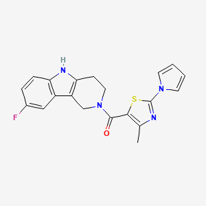 molecular formula C20H17FN4OS B11135037 (8-fluoro-1,3,4,5-tetrahydro-2H-pyrido[4,3-b]indol-2-yl)[4-methyl-2-(1H-pyrrol-1-yl)-1,3-thiazol-5-yl]methanone 