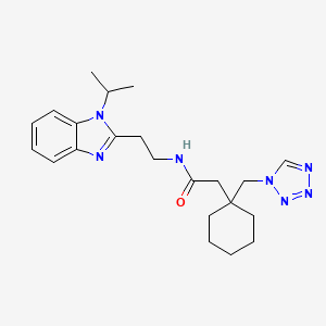 molecular formula C22H31N7O B11135063 N-[2-(1-isopropyl-1H-1,3-benzimidazol-2-yl)ethyl]-2-[1-(1H-1,2,3,4-tetraazol-1-ylmethyl)cyclohexyl]acetamide 