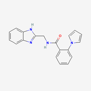molecular formula C19H16N4O B11135091 N-(1H-1,3-benzimidazol-2-ylmethyl)-2-(1H-pyrrol-1-yl)benzamide 