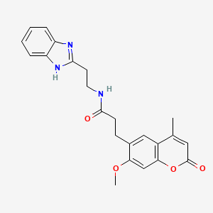 molecular formula C23H23N3O4 B11135124 N-[2-(1H-benzimidazol-2-yl)ethyl]-3-(7-methoxy-4-methyl-2-oxo-2H-chromen-6-yl)propanamide 