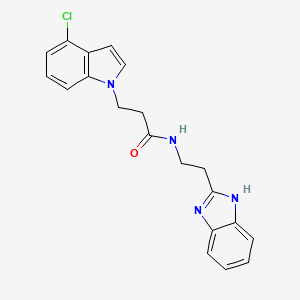 molecular formula C20H19ClN4O B11135146 N-[2-(1H-1,3-benzimidazol-2-yl)ethyl]-3-(4-chloro-1H-indol-1-yl)propanamide 