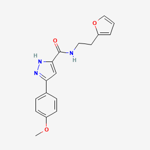 molecular formula C17H17N3O3 B11135318 N-[2-(furan-2-yl)ethyl]-5-(4-methoxyphenyl)-1H-pyrazole-3-carboxamide 