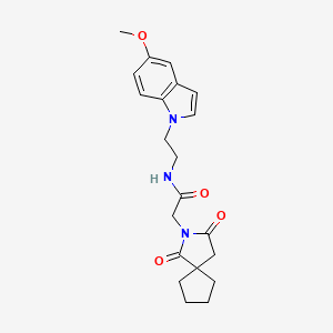molecular formula C21H25N3O4 B11135408 2-(1,3-dioxo-2-azaspiro[4.4]non-2-yl)-N-[2-(5-methoxy-1H-indol-1-yl)ethyl]acetamide 