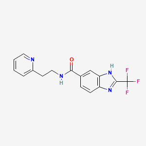 molecular formula C16H13F3N4O B11135413 N-[2-(2-pyridyl)ethyl]-2-(trifluoromethyl)-1H-1,3-benzimidazole-6-carboxamide 