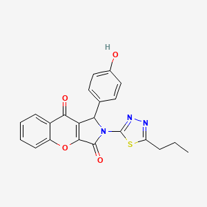 molecular formula C22H17N3O4S B11135580 1-(4-Hydroxyphenyl)-2-(5-propyl-1,3,4-thiadiazol-2-yl)-1,2-dihydrochromeno[2,3-c]pyrrole-3,9-dione 