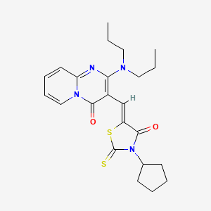 molecular formula C23H28N4O2S2 B11135688 3-[(Z)-(3-cyclopentyl-4-oxo-2-thioxo-1,3-thiazolidin-5-ylidene)methyl]-2-(dipropylamino)-4H-pyrido[1,2-a]pyrimidin-4-one 