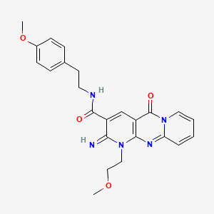 molecular formula C24H25N5O4 B11135855 6-imino-7-(2-methoxyethyl)-N-[2-(4-methoxyphenyl)ethyl]-2-oxo-1,7,9-triazatricyclo[8.4.0.0^{3,8}]tetradeca-3(8),4,9,11,13-pentaene-5-carboxamide 
