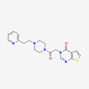 molecular formula C19H21N5O2S B11135874 3-(2-oxo-2-{4-[2-(2-pyridyl)ethyl]piperazino}ethyl)thieno[2,3-d]pyrimidin-4(3H)-one 