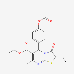molecular formula C21H24N2O5S B11136009 isopropyl 5-[4-(acetyloxy)phenyl]-2-ethyl-7-methyl-3-oxo-2,3-dihydro-5H-[1,3]thiazolo[3,2-a]pyrimidine-6-carboxylate 