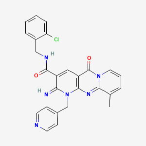 molecular formula C26H21ClN6O2 B11136013 N-[(2-chlorophenyl)methyl]-6-imino-11-methyl-2-oxo-7-[(pyridin-4-yl)methyl]-1,7,9-triazatricyclo[8.4.0.0^{3,8}]tetradeca-3(8),4,9,11,13-pentaene-5-carboxamide 