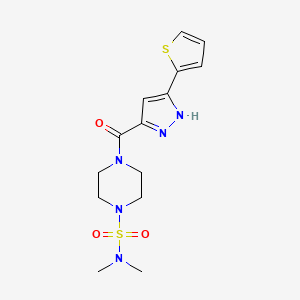 molecular formula C14H19N5O3S2 B11136015 N~1~,N~1~-dimethyl-4-{[5-(2-thienyl)-1H-pyrazol-3-yl]carbonyl}tetrahydro-1(2H)-pyrazinesulfonamide 
