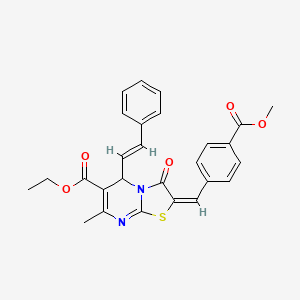 molecular formula C27H24N2O5S B11136029 ethyl (2E)-2-[4-(methoxycarbonyl)benzylidene]-7-methyl-3-oxo-5-[(E)-2-phenylethenyl]-2,3-dihydro-5H-[1,3]thiazolo[3,2-a]pyrimidine-6-carboxylate 
