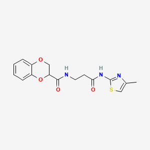 molecular formula C16H17N3O4S B11136056 N~2~-{3-[(4-methyl-1,3-thiazol-2-yl)amino]-3-oxopropyl}-2,3-dihydro-1,4-benzodioxine-2-carboxamide 
