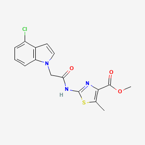 molecular formula C16H14ClN3O3S B11136120 methyl 2-{[(4-chloro-1H-indol-1-yl)acetyl]amino}-5-methyl-1,3-thiazole-4-carboxylate 